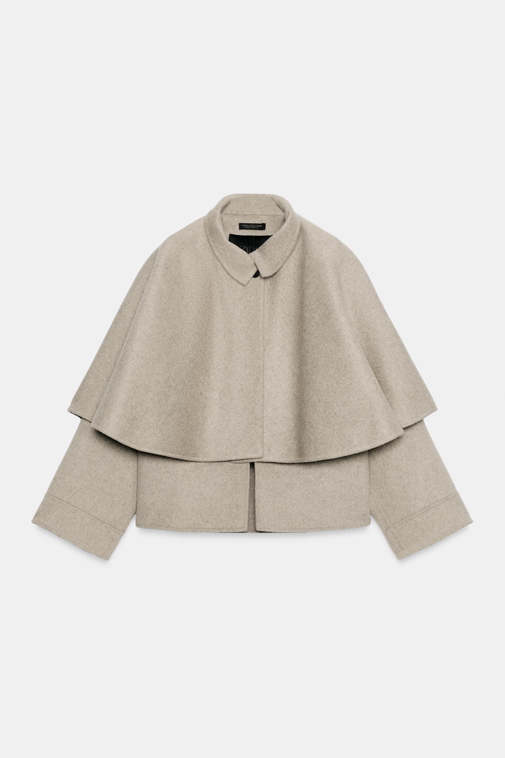 ZW COLLECTION WOOL BLEND CAPE JACKET - Pearl grey | ZARA South Africa