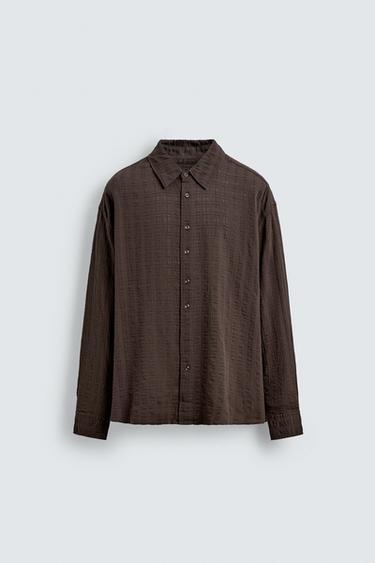 CHEMISE STRUCTURÉE À CARREAUX - Marron de Zara - Image 5