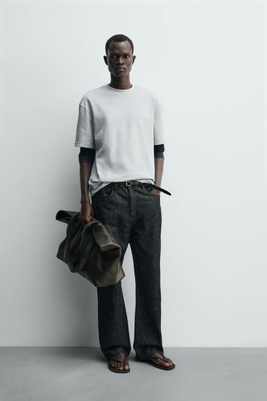 RELAXED FIT INTERLOCK T-SHIRT /04 - Sky blue by Zara