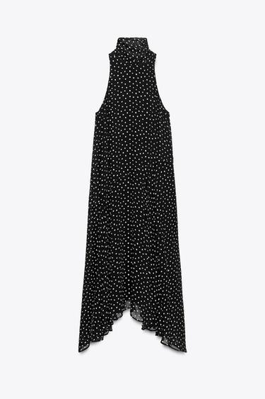 VESTIDO HALTER LUNARES ZW COLLECTION - Negro / Blanco de Zara