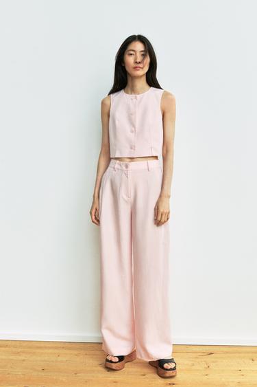 ワイドダーツパンツピンクZaraのワイドダーツパンツ - ピンク