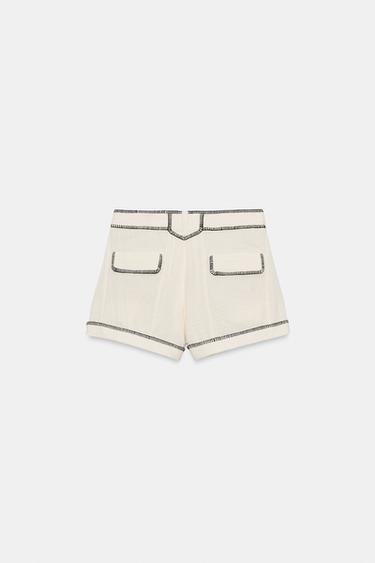 ZW COLLECTION TOPSTITCHED SHORTS - Ecru by Zara - Image 5