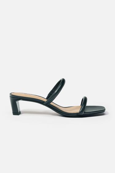 DOUBLE STRAP MID-HEEL SANDALS - Black by Zara