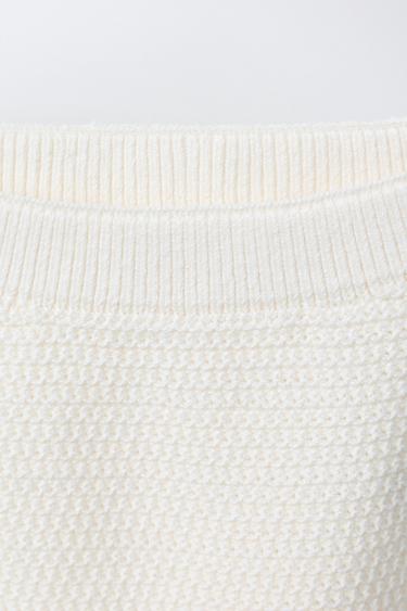 ENSEMBLE TEXTURÉ T-SHIRT ET PANTALON EN COTON ET SOIE - Écru de Zara - Image 4