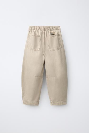 FLOWY TWILL BALLOON PANTS — Sand 2