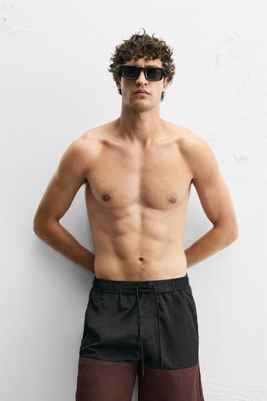 COLOUR BLOCK LONG SWIMMING TRUNKS - various by Zara - Image 4