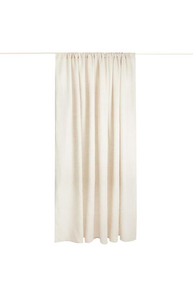 DOUBLE WIDTH LINEN CURTAIN WITH MEDIUM OPACITY - Light beige by Zara