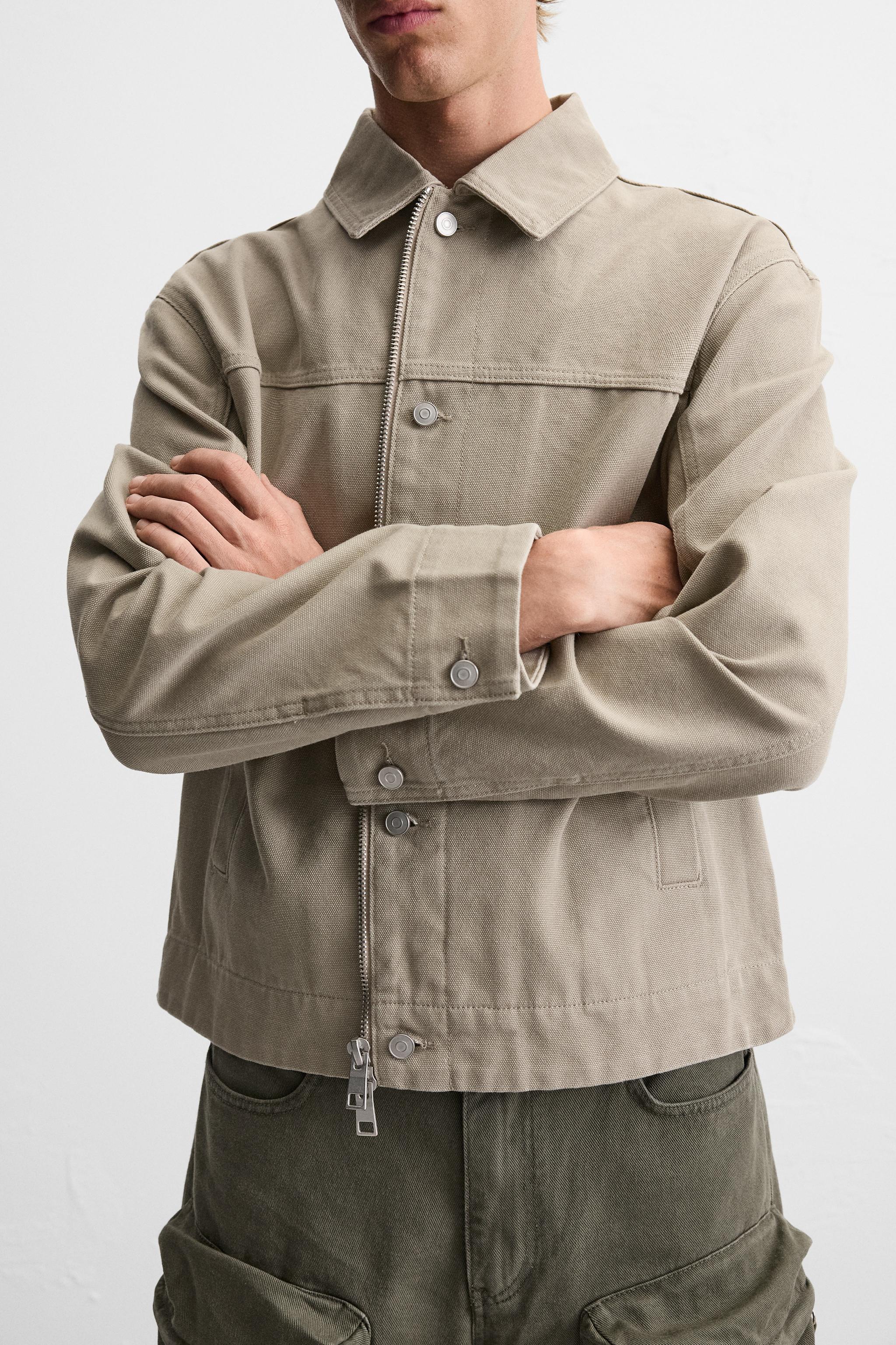 ウォッシュドジップアップジャケット - ベージュ | ZARA Japan