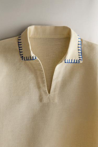 KIDS' STITCH BEACH POLO SHIRT - Cream by Zara - Image 1