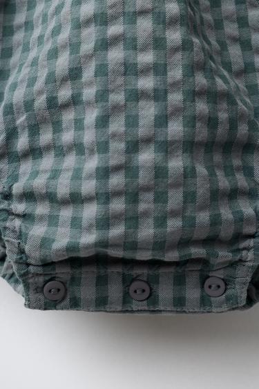 BODY À CARREAUX BRODÉ - Bleu / Gris de Zara - Image 2