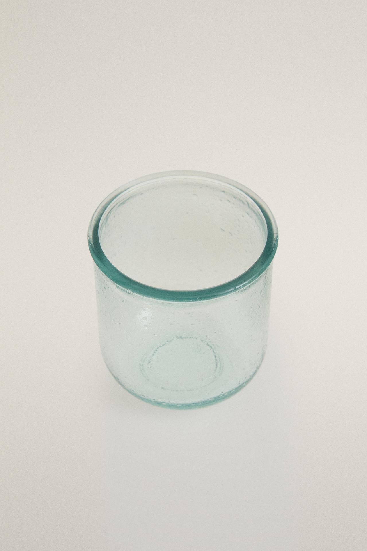 BUBBLED GLASS TOOTHBRUSH HOLDER — Blue