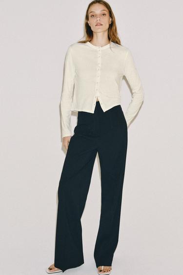 PANTALÓN TIRO ALTO CON LA ZW COLLECTION - Mariño escuro de Zara