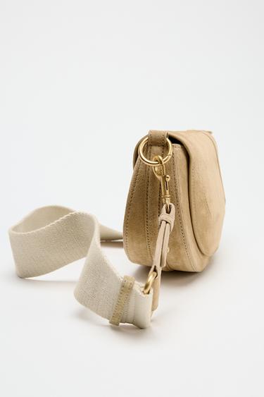 LEATHER DOUBLE STRAP CROSSBODY BAG - SAND/BROWN by Zara - Image 3