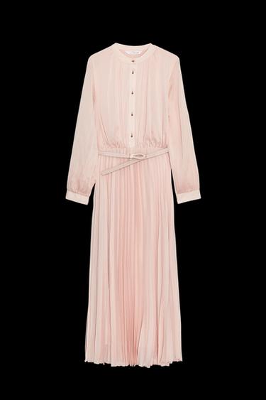 GEFALTETES MIDI-KLEID MIT GÜRTEL - Beige von Zara - Bild 0