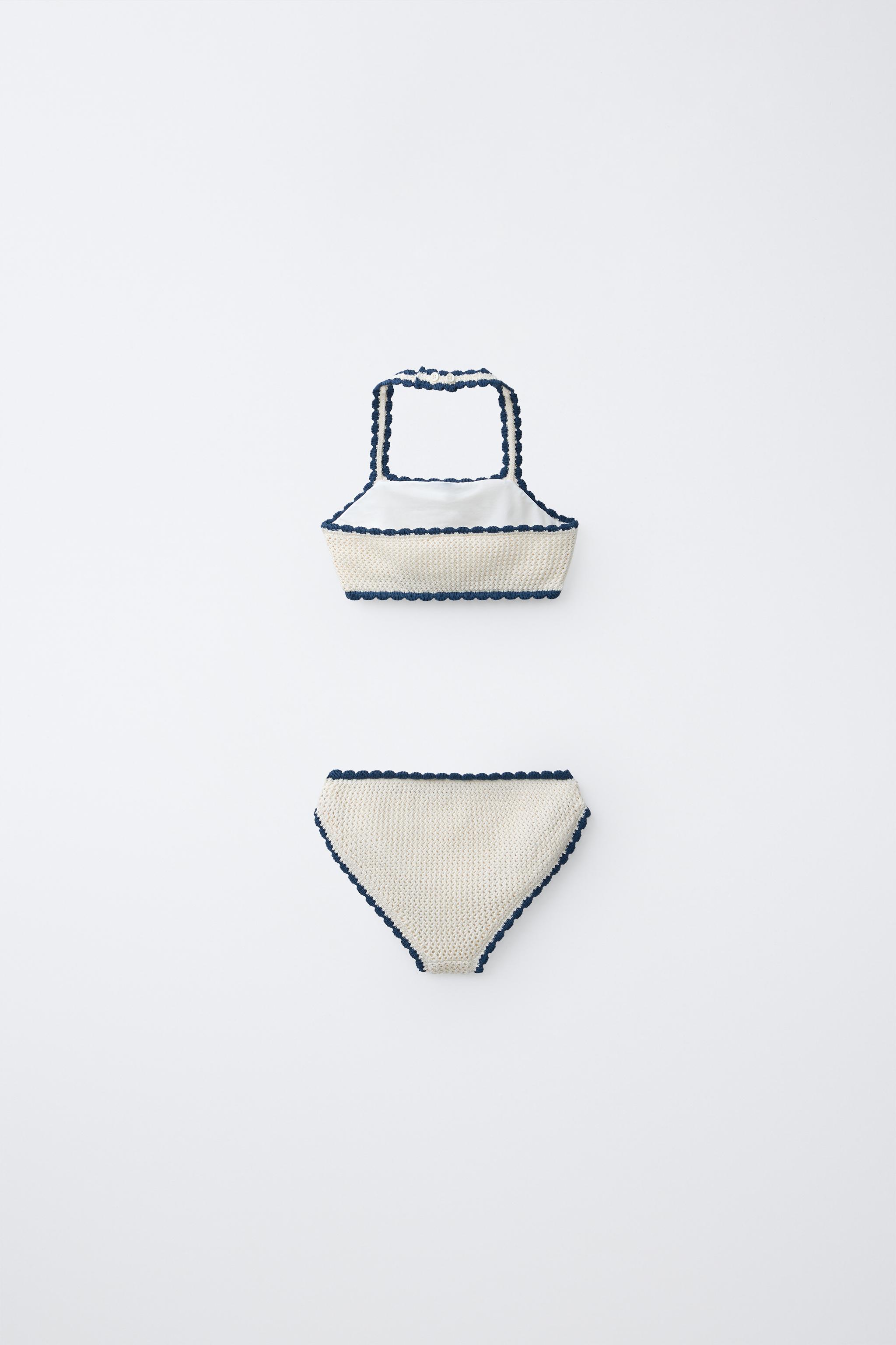 6-14 ANS/ BIKINI EN MAILLE CROCHET FLEURIE