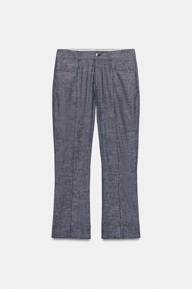 MINI FLARE LINEN BLEND TROUSERS - Grey by Zara - Image 7