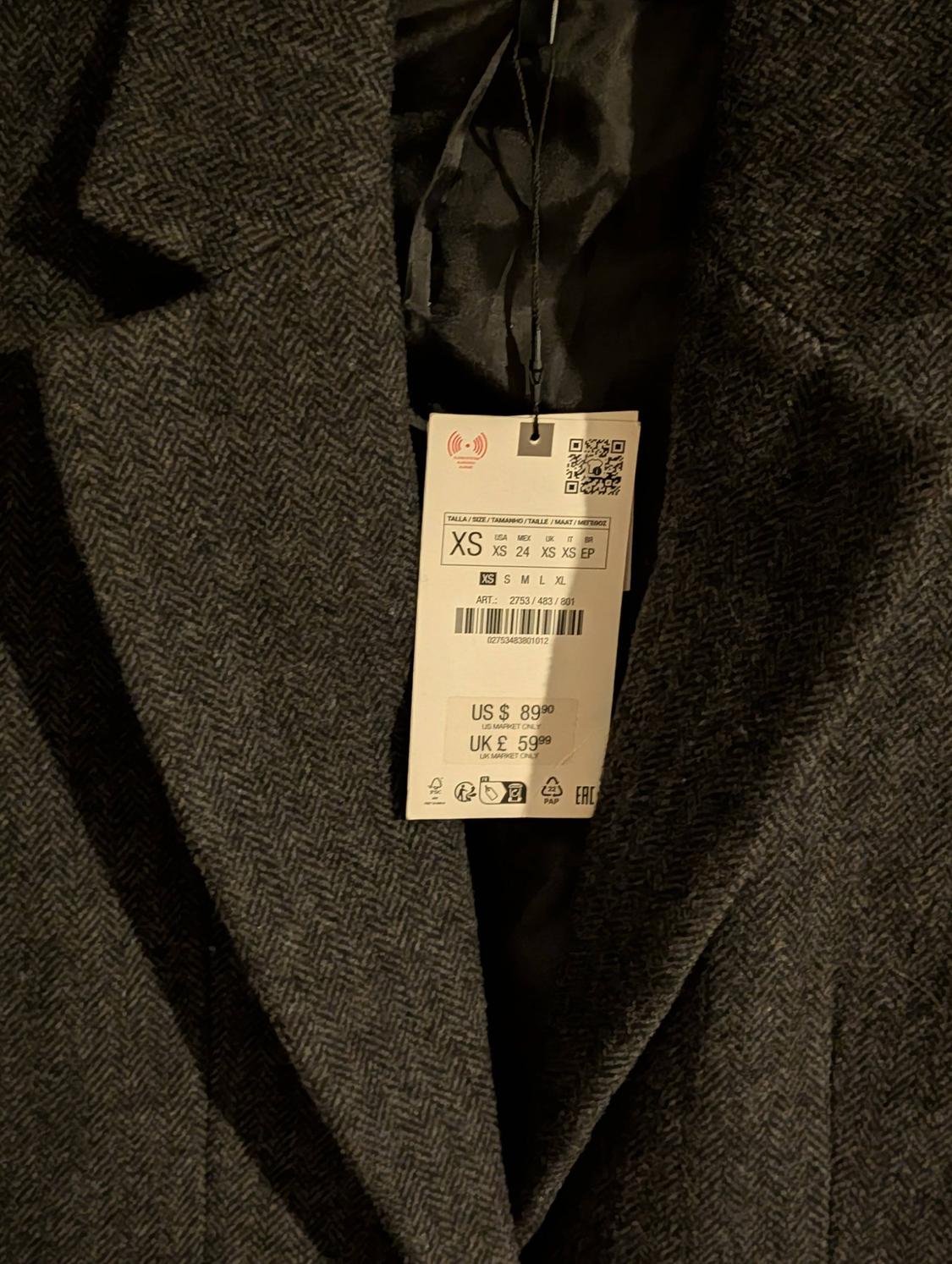 STRAIGHT CUT WOOL BLEND HERRINGBONE BLAZER - Image 4