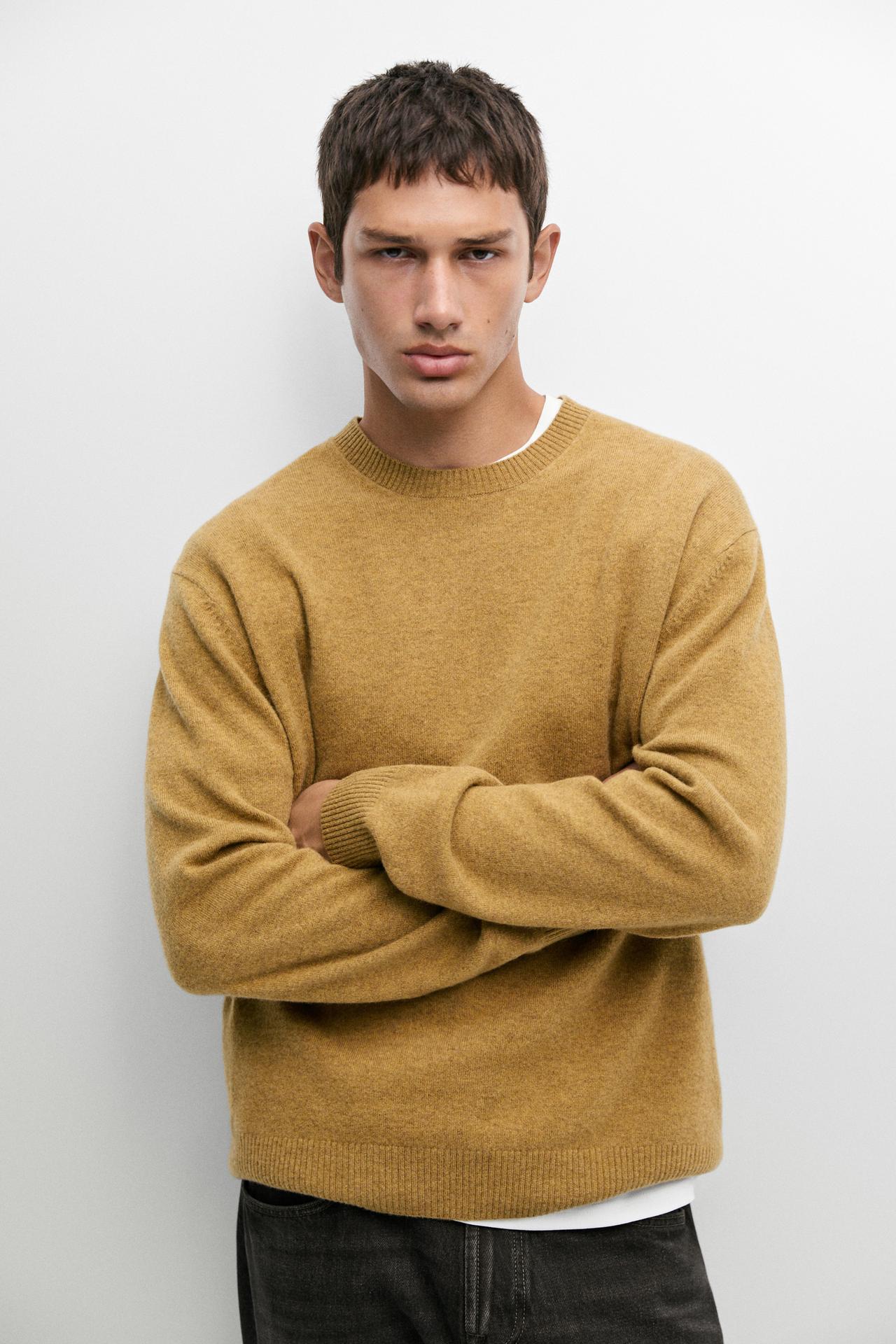 Wool blend round neck knit sweater — Mocha