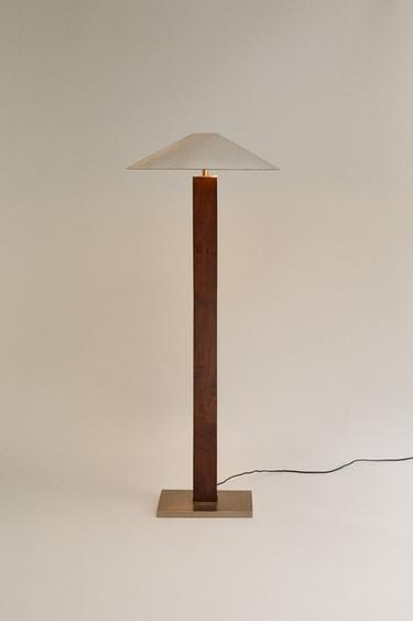 METAL AND WOOD FLOOR LAMP - Brown by Zara - Image 1