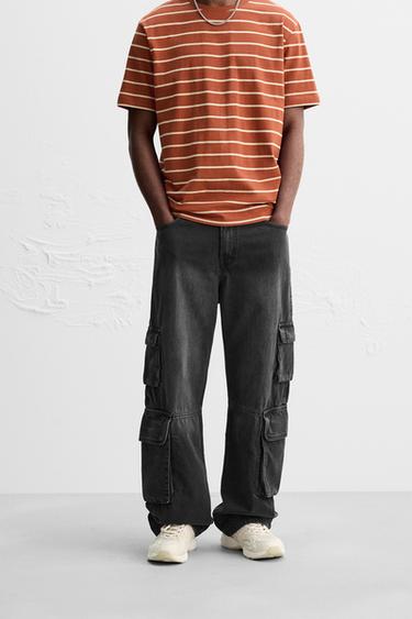 CARGO POCKET DENIM TROUSERS - Grey by Zara
