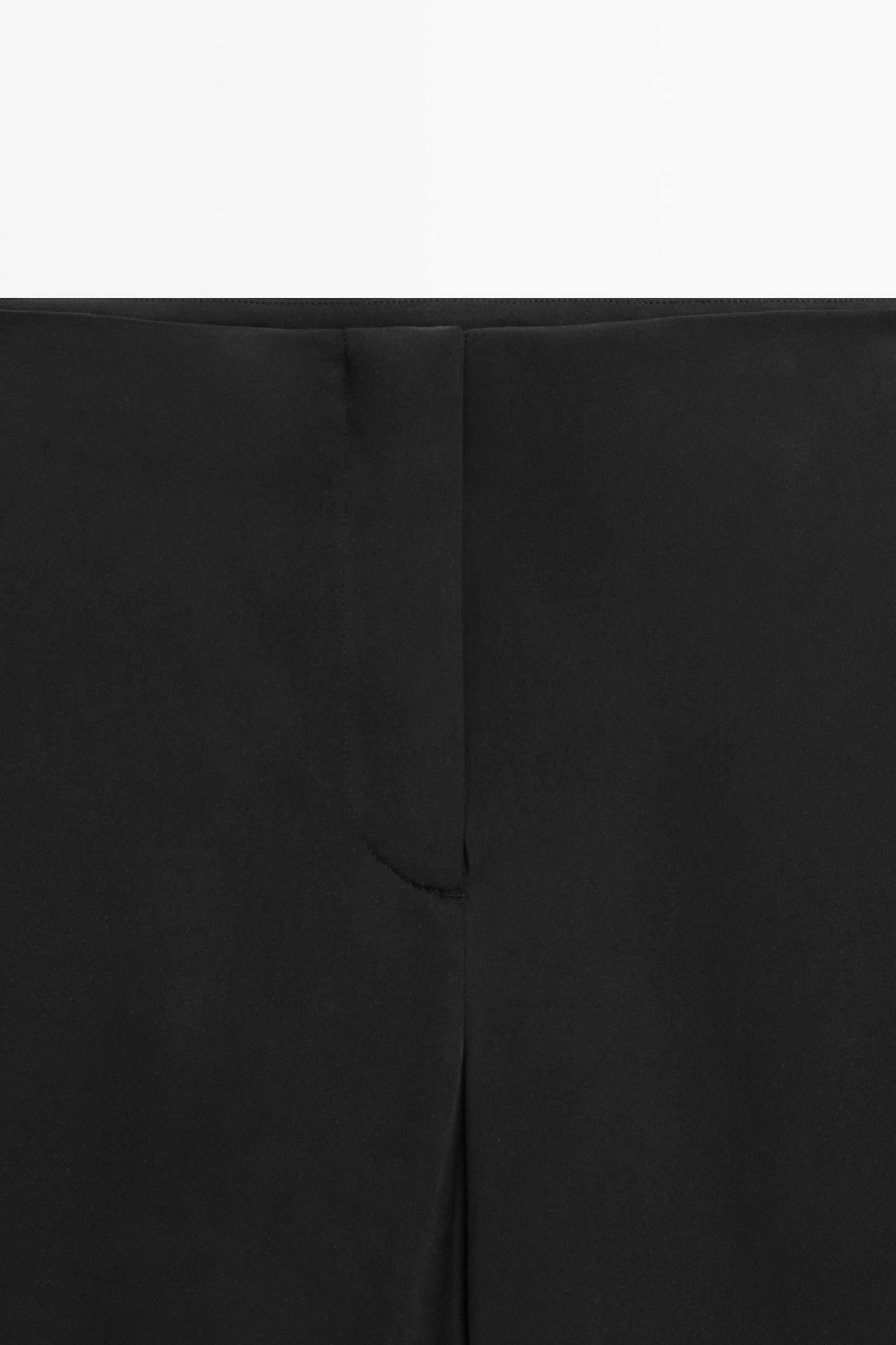 Silk blend tie-hem capri pants — Black