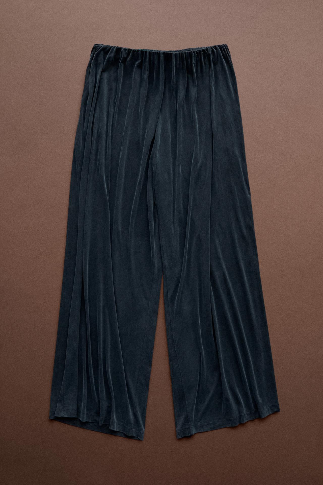 Pleated flowing wide-leg pants - STUDIO — Blue