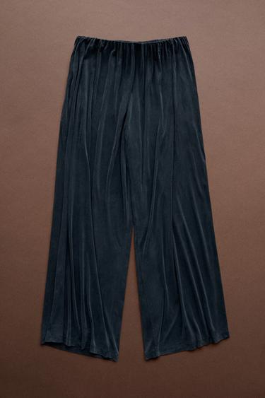 Pleated flowing wide-leg pants - STUDIO — Blue 1