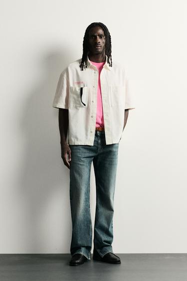 CAMISA RELAXED FIT COMBINADA - Branco de Zara