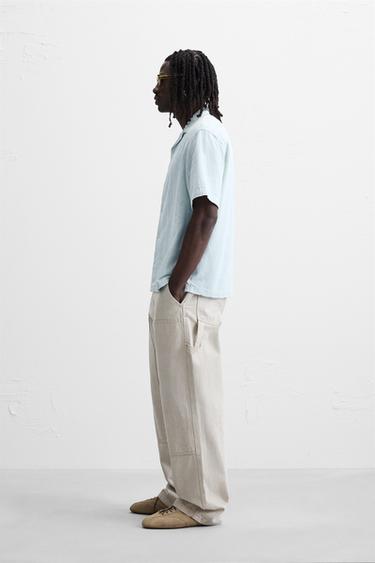 STRIPED JACQUARD SHIRT - Light blue by Zara - Image 3
