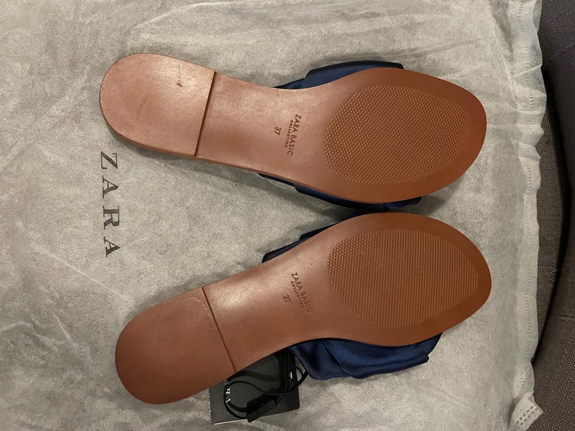 BLUE SATIN KNOTTED SLIDES SIZE 37 - Image 2