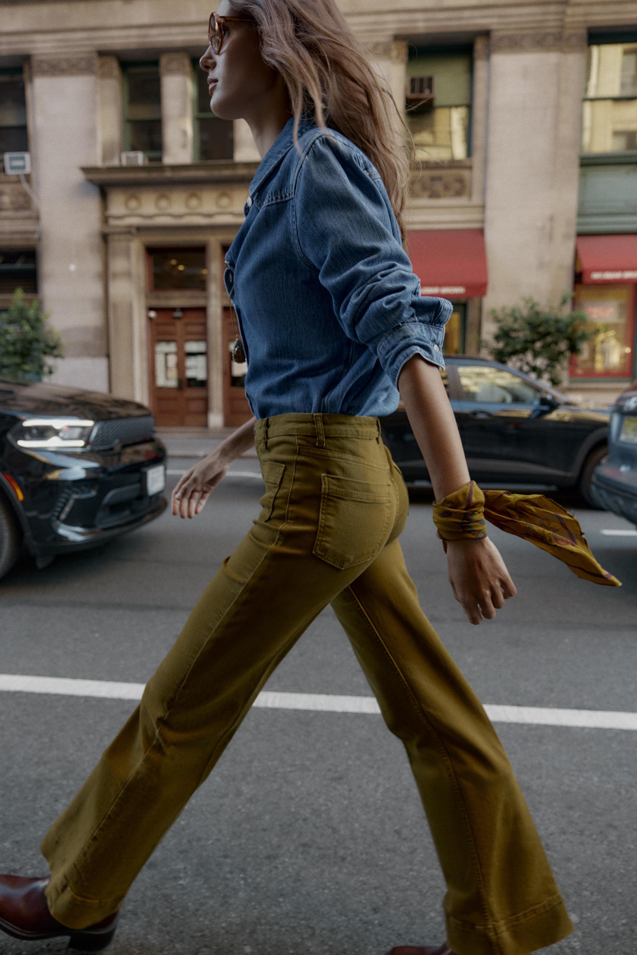 Z1975 HIGH-WAISTED PATCH POCKET JEANS - Oil | ZARA United States