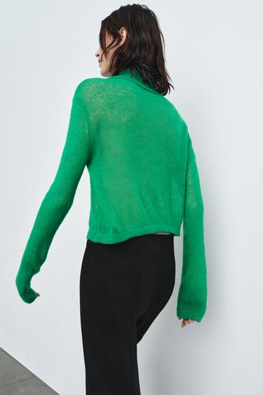 GILET EN MAILLE COL POLO - Vert de Zara - Image 2