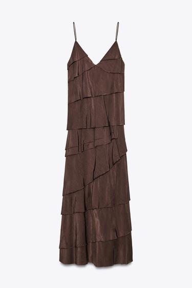 ROBE À VOLANTS ZW COLLECTION - Marron de Zara - Image 6