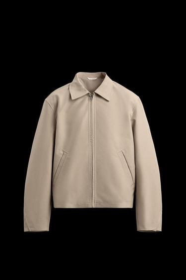 RELAXED FIT ZIP-UP JACKET - Olive Green by Zara