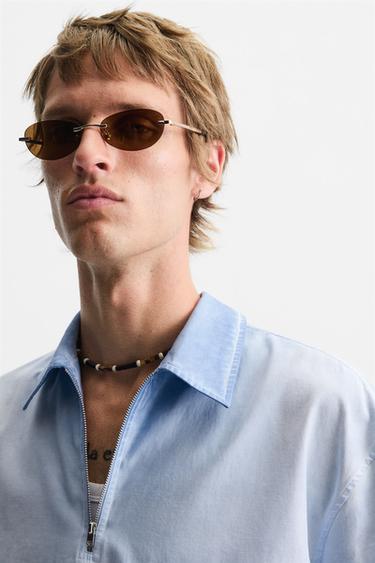 ПОЛО RELAXED FIT С ЭФФЕКТОМ СТИРКИ — СИНИЙ от Zara