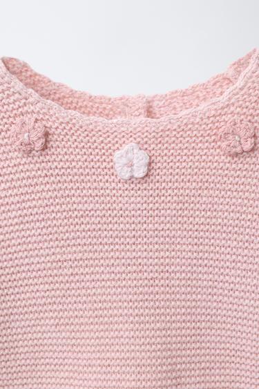CROCHET FLORAL KNIT SWEATER - Light pink by Zara - Image 2