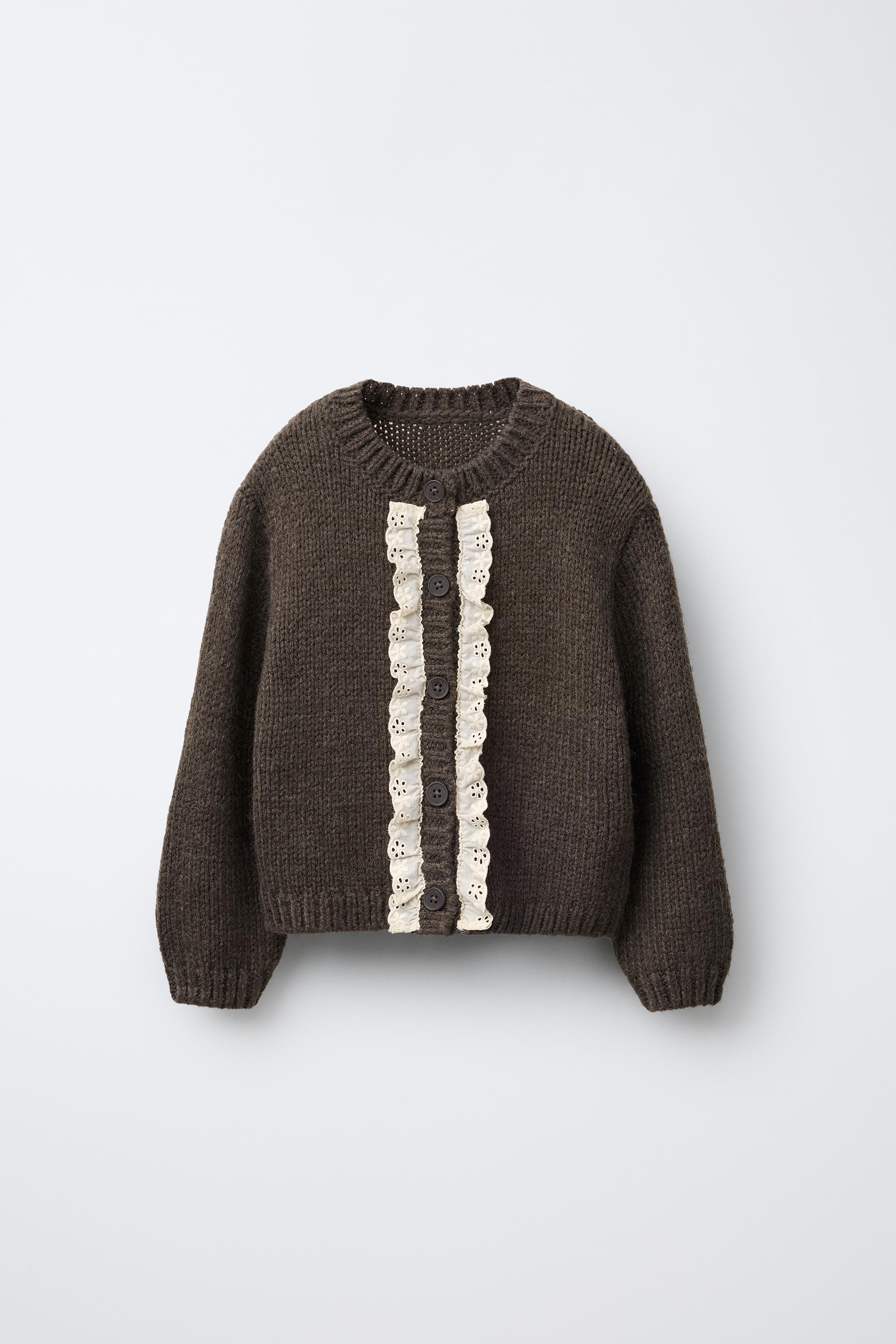 レースニットカーディガン - ブラウン/モール | ZARA Japan / 日本