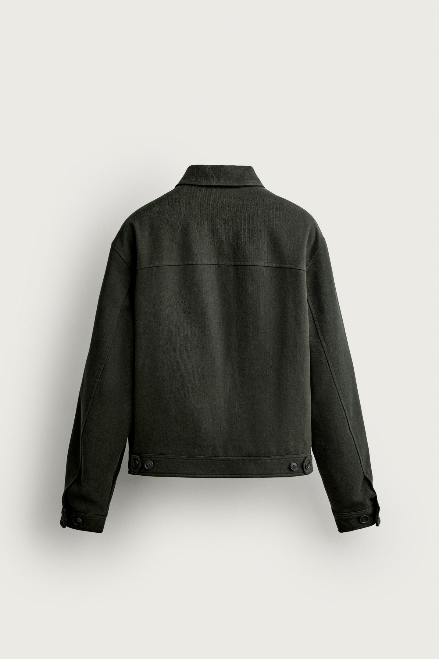 Мужская куртка Zara Lyocell-Cotton Padded, цвет: Тёмный хаки — фото 8
