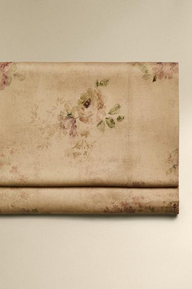 DRAP DE DESSUS SATIN IMPRIMÉ FLEURS - Ocre de Zara