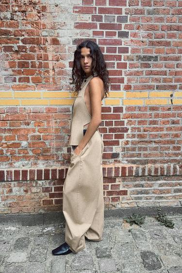 TROUSERS WITH BELT - camel de Zara - Image 1