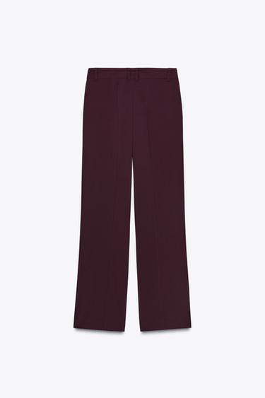 PANTALON DROIT NERVURE - Aubergine de Zara - Image 5