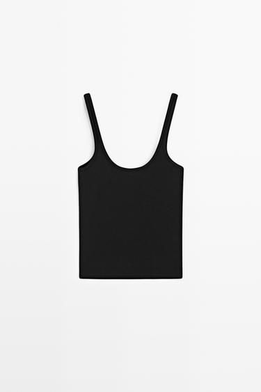 Top tirantes con algodón - Negro de Zara