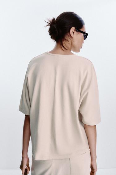 T-SHIRT RUSTIQUE OVERSIZE - Sable de Zara - Image 5