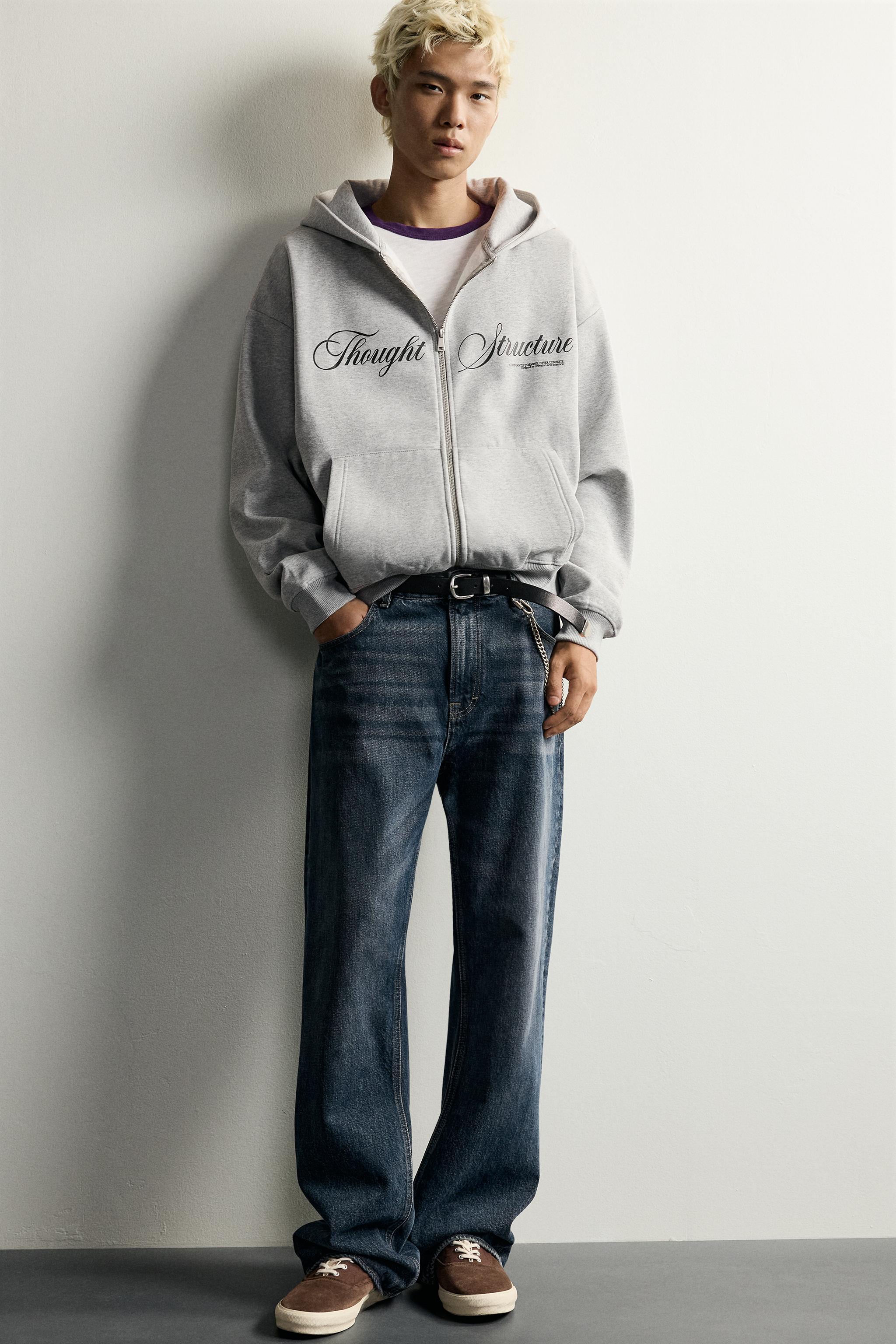 Zara BASKILI FERMUARLI KAPÜŞONLU SWEATSHIRT görsel 6