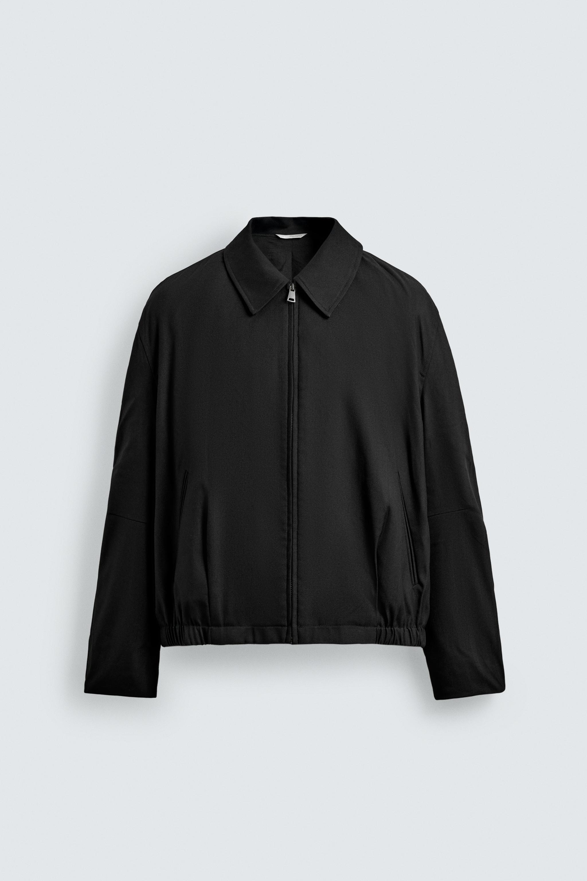 RELAXED FIT HERRINGBONE JACKET - Black | ZARA India