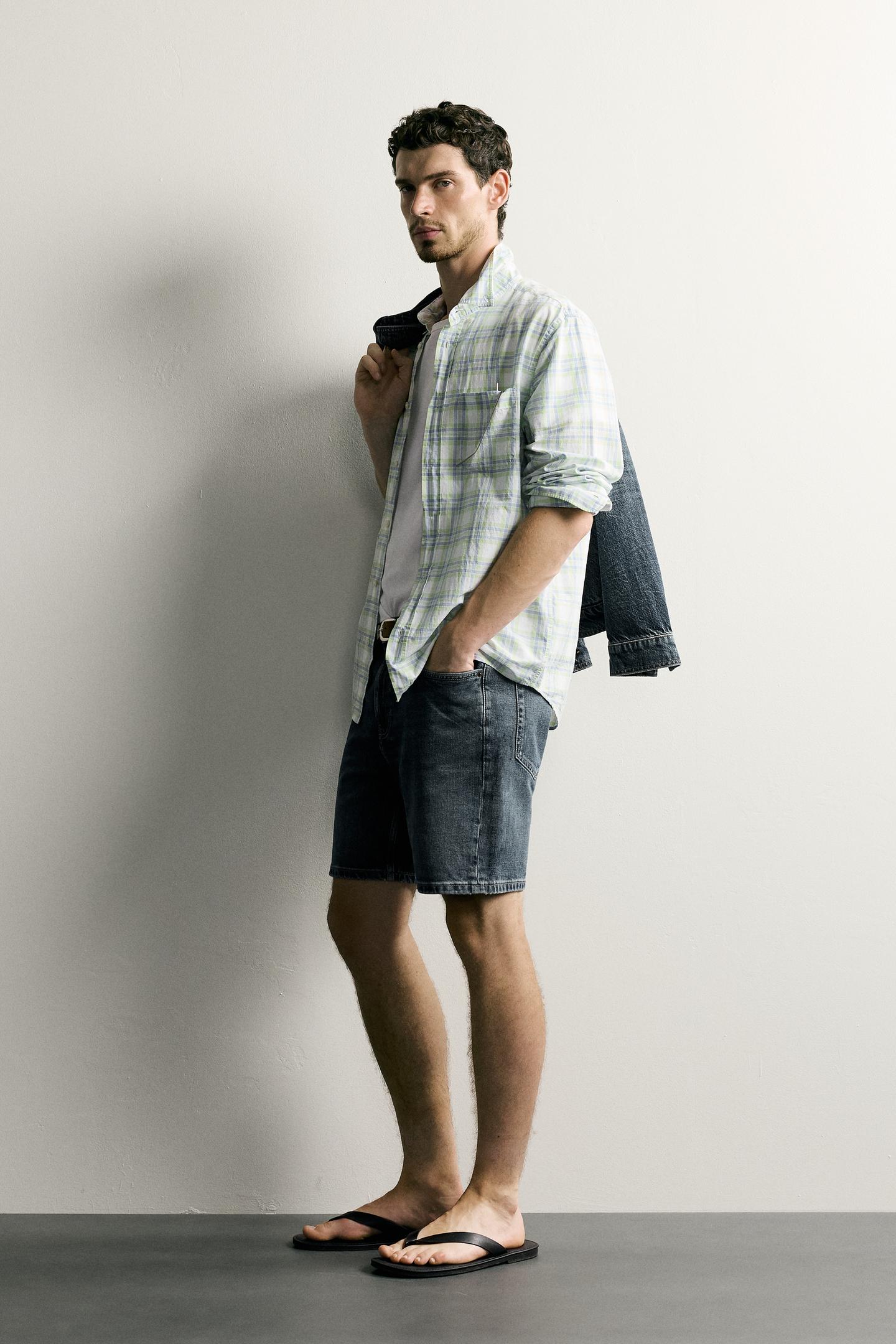 Мужские шорты Zara Regular Fit Denim Shorts, цвет: Синий, вариант 1 — фото 4