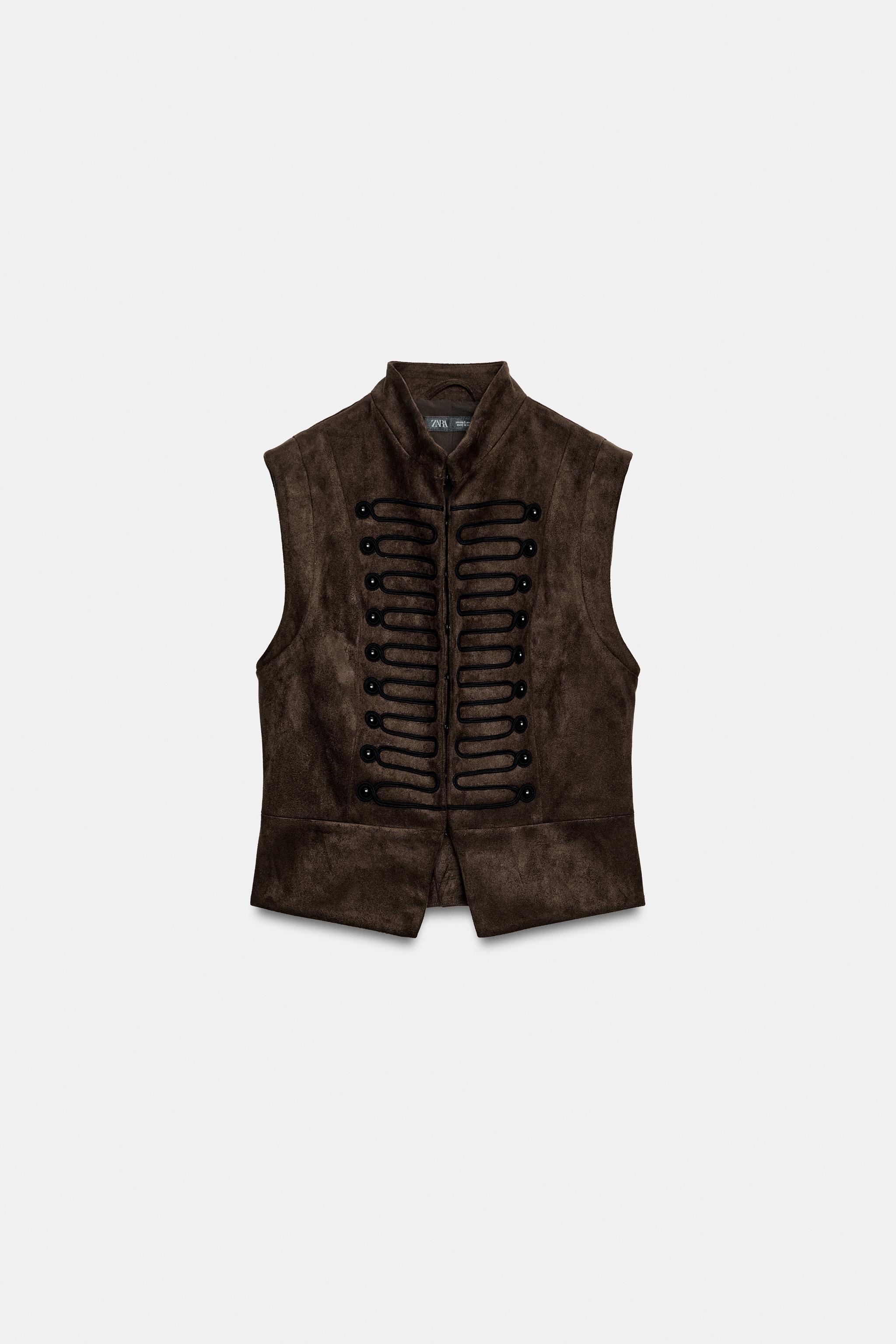Zara FAUX SUEDE FROG FASTENING VEST — фото 8