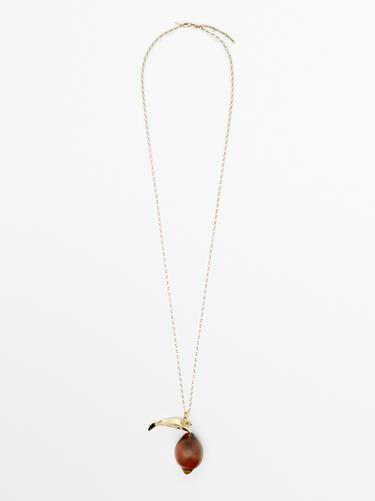 Collar cadena pieza vidrio - Dorado de Zara