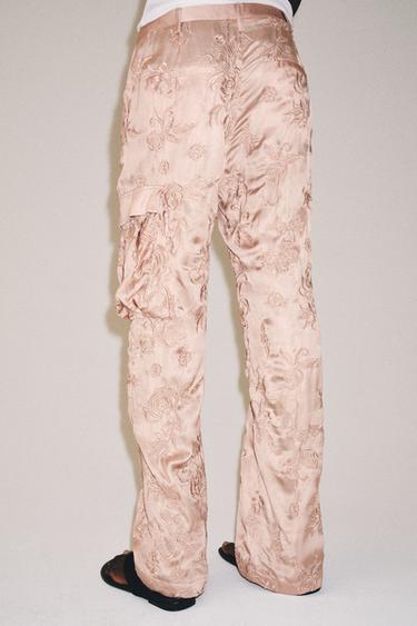 ZW COLLECTION EMBROIDERED CARGO TROUSERS - Pink by Zara - Image 2