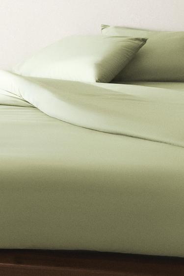 PERCALE DUVET COVER (200 THREAD COUNT) - Light green by Zara